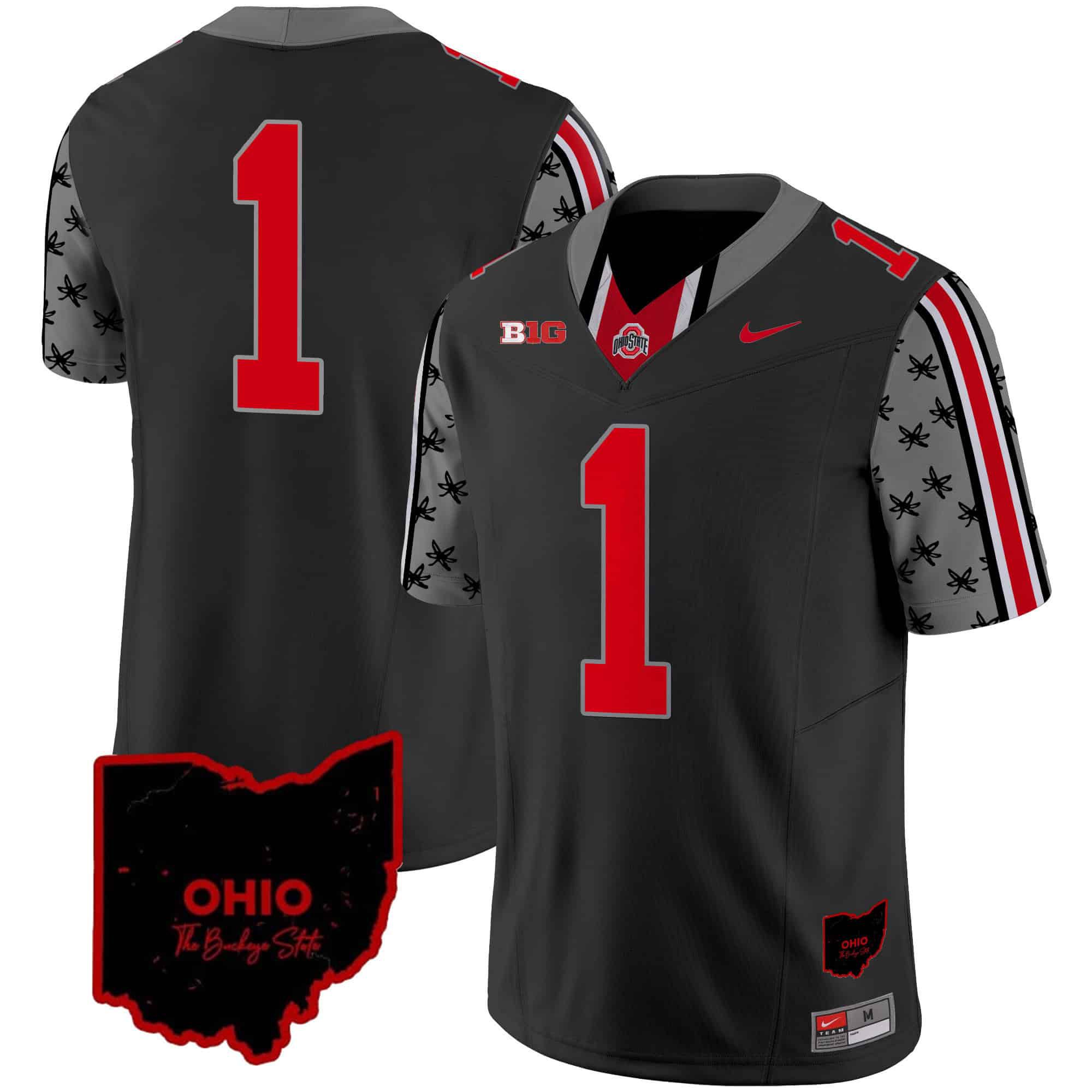 Men Ohio State Buckeyes #1 No Name Black 2024 Nike Home Patch Vapor Limited NCAA Jersey style 1